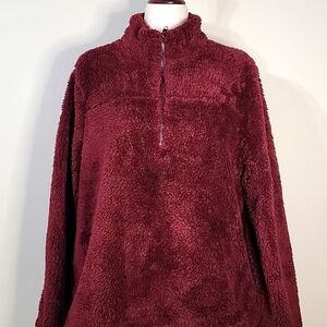 BETSEY'S BOUTIQUE MAROON SHERPA JACKET EUC SZ XL
